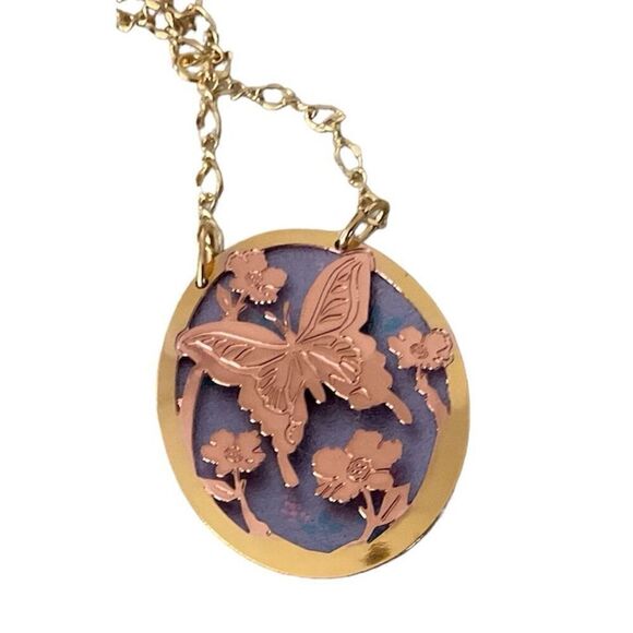 NWOT Rose Gold Chain and Butterfly Pendant 9.5” - Picture 1 of 3